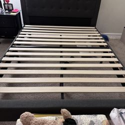 Queen Bed Frame With Side Table