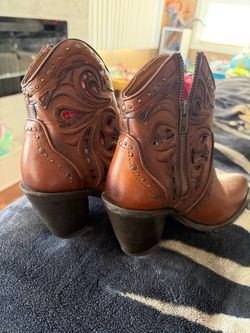 Women's Brown Leather Western Ankle Boots