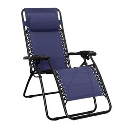 Amazon Basics Outdoor Patio Zero Gravity Lounge Chair with Pillow, Folding Reclining and Textilene Adjustable, Folding Lounge Lawn Chairs for Outside,