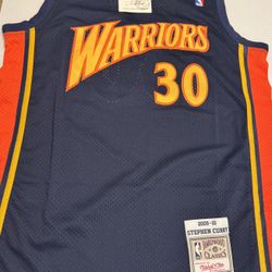 Men's Stephen Curry Navy Golden State Warriors 2009/10 Hardwood Classics Authentic Jersey