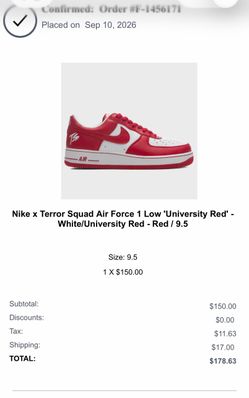 Terror Squad x Nike Air Force 1 Low University Red