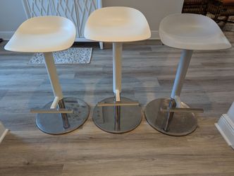 3 Ikea Janinge bar stools (2 white, 1 gray)