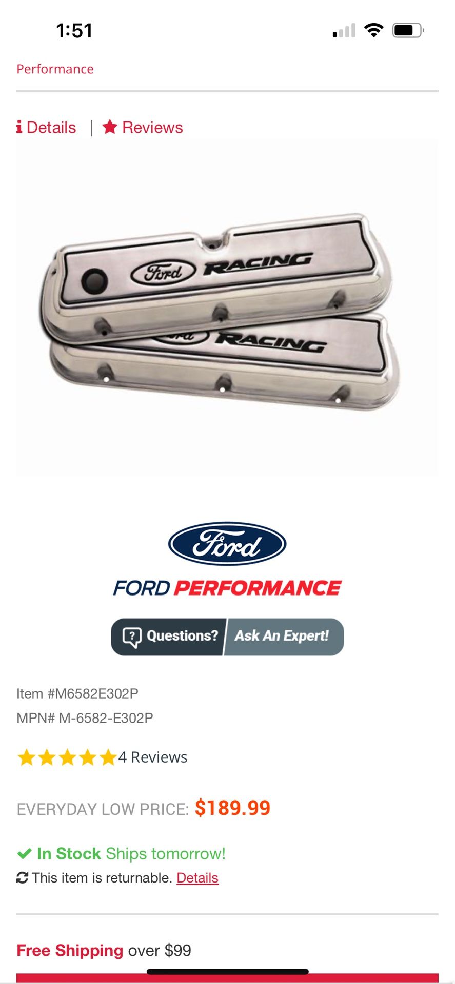 Sbf Tall Ford Racing Valve Covers
