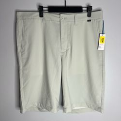Travis Mathew Golf Hefner Shorts Mens 36 Beige Stretch Performance Chino NWT
