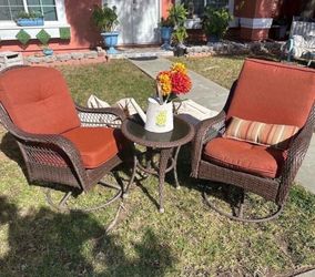 3 pcs patio set comes with 2 matching decorative pillows and 2 Covers