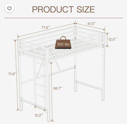 Twin Metal Loft Bed Frame with Ladder