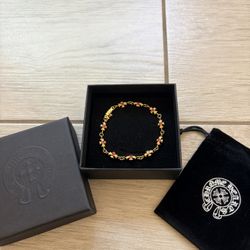 Chrome Hearts Gold & Pink Sapphire Tiny E Bracelet