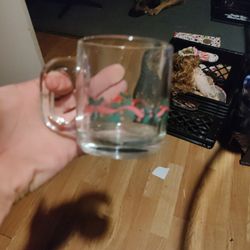 Vintage Christmas Holly Berry Mug Clear Eggnog Mug 