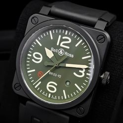 Bell & Ross Serviced Box Papers Ceramic Green Black BR 03