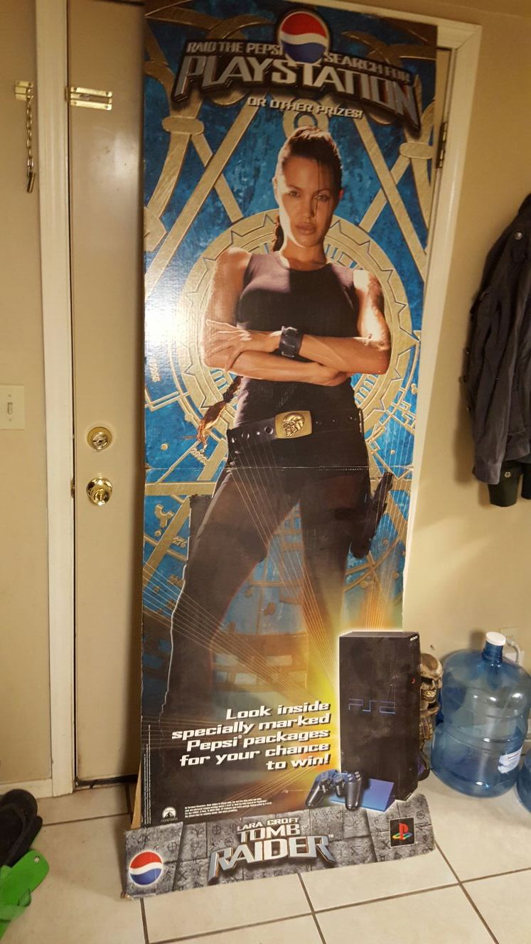 Tomb Raider Life Size Box Cutout, Pepsi Display, Angelina Jolie