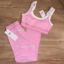 Airbrush Alo yoga set pink BRAND NEW SMALL, XS
