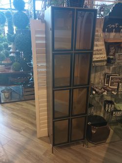 Metal cabinet with glass doors

