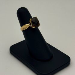 14k solid yellow gold 4Ct Brown Zircon Cushion-Cut stone ring size 6