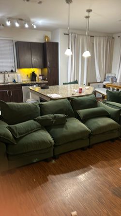 Green Velvet Modular Sectional Sofa