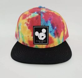 NEFF Disney Collection Mickey Mouse Black Tie Dye Snapback Trucker Hat Cap NWT