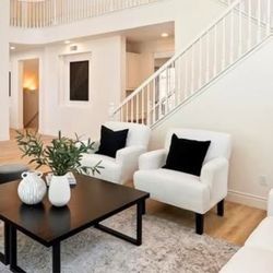 White Upholstered Accent Chairs | 2 Available