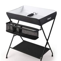Portable Infant Changing Station Baby Diaper Table with Safety Belt - 30" x 26" x 40"(L x W x H) (Black)~Infans