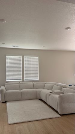 Large Cream Boucle Sectional Sofa recliner