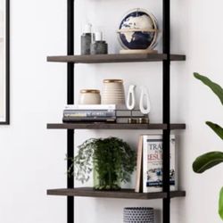 2 X Black And Walnut 5 Tier Bookcase 