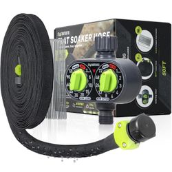 Water Timer for Garden Hose with Flat Soaker Hose 50ft,Setable Duration and Frequency Sprinkler Timer as Gardening Gifts,Saving More Than 75% Water Au