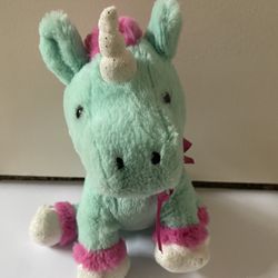 Cute Stuffed Animal - Pink & Aqua Unicorn Plush Toy - Small Size 