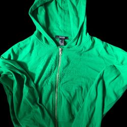 Forever 21 Green Crop Top Hoodie Size Small