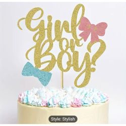 Shining Boy or Girl Cake Topper | Gender Reveal Cake Decor Topper Party Decor