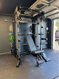 Smith Machine, Pulley System, Power Rack, Rubber Weights, Dumbbells