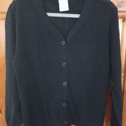 Serra Ladies Pointelle Cardigan Black size M