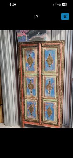 Antique Indian Carved Wood Double Door