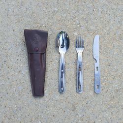 Vintage Boy Scouts Of America Stainless Steel Utensil Set/Case