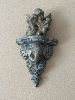 Vintage Elephant and Angel Wall Sconce Home Decor Antique Look