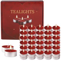 100 Pack Tea Lights Candles in Bulk 4 Hour Long Time Burning Red Votive Tealight