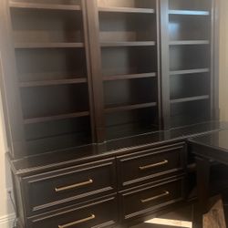 Maple Hutch and Desk Custom Made  With tempered glass