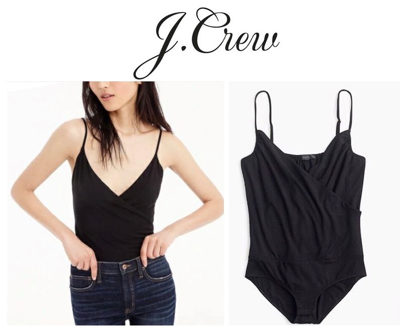 J. Crew Drapey Wrap-Front Cami Bodysuit Black Size M
