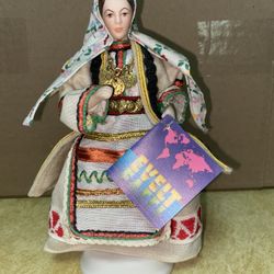 7.5 inch Vintage Evelt Handmade Greek Porcelain Doll 126 Argos Imported From Greece