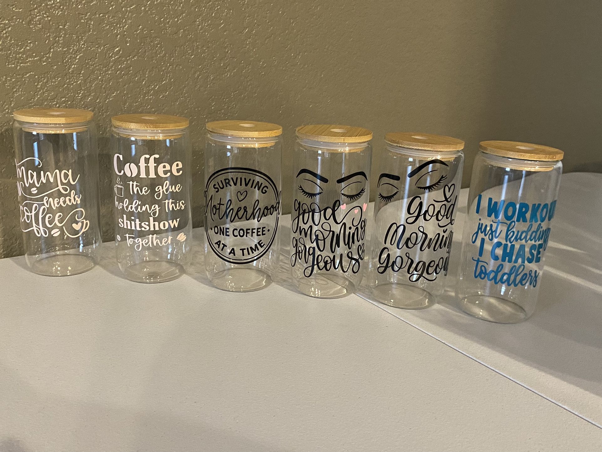 Iced Coffee Cups With Glass Straw