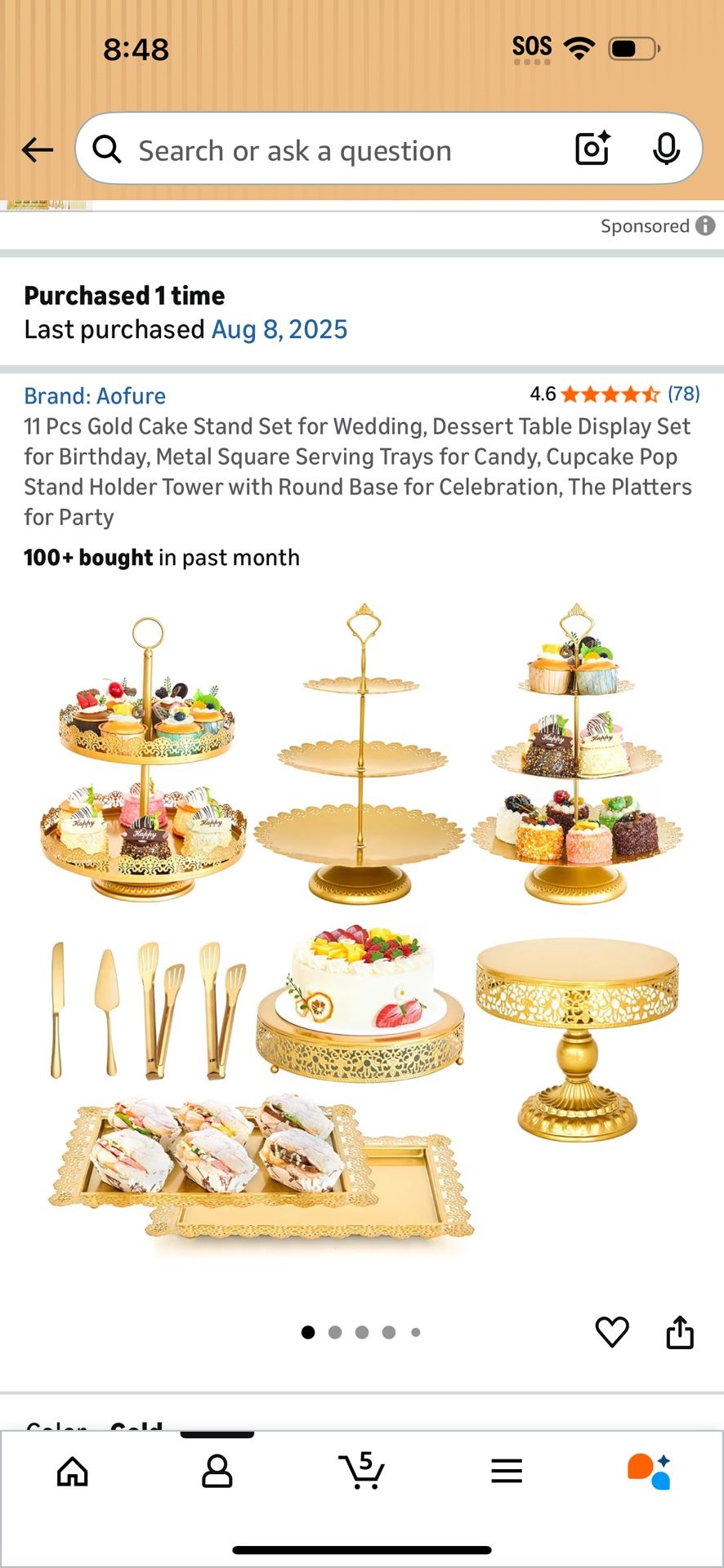 11 Pcs Gold Cake Stand Set