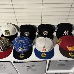 New Era Fitted Hats, 7 3/8, 7 1/2 & 7 5/8 Angels Yankees Braves Mexico