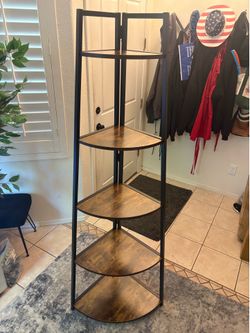 Rustic corner 5 tiered shelf unit