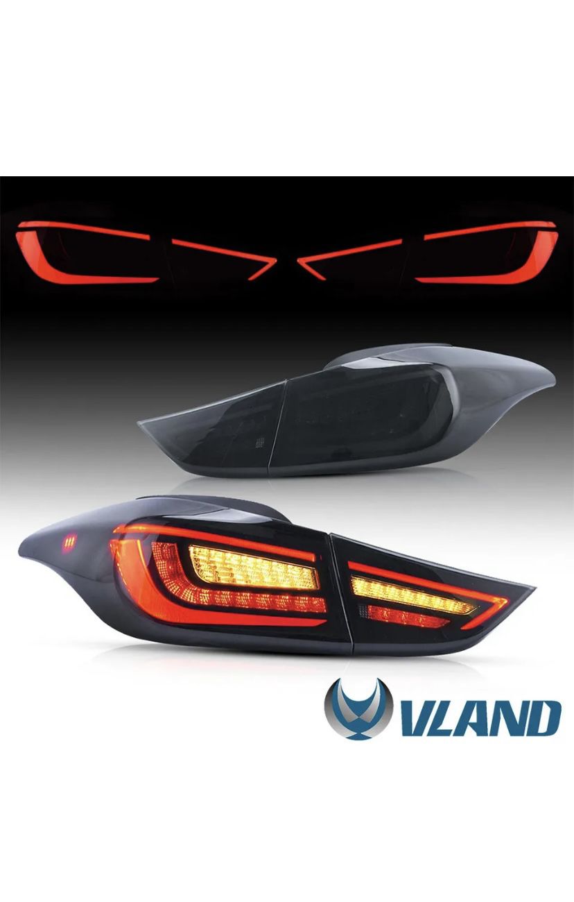 VLAND LED Tail Lights For Hyundai Elantra Sedan 2011-2016 Smoked Lens Rear Lamps