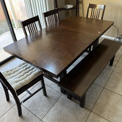 Wooden Dining Table With Bench