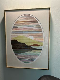 Mid Century Modern 1977 Marcus Uzilevsky Solitary Places Modern Oval Serigraph Print # & Signed