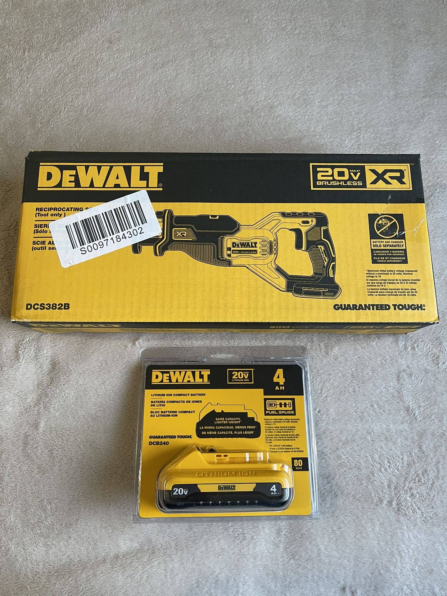 Dewalt XR Sawzall And Battery 