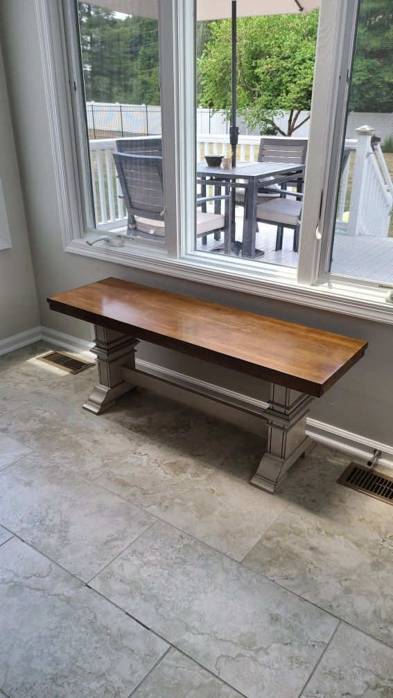 Wooden Trestle Bench