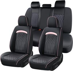 Universal Florich Car Seat Covers *Full Set* PU Leather Black and Pink