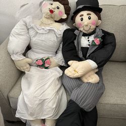 Wedding bride and groom tall plushies 