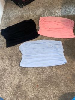 STRAPLESS TOPS ( BLACK , PINK & BLUE) (SIZE:M) - TOPS SIN TIRANTES (NEGRO, ROSA Y AZUL) (TALLA: M)