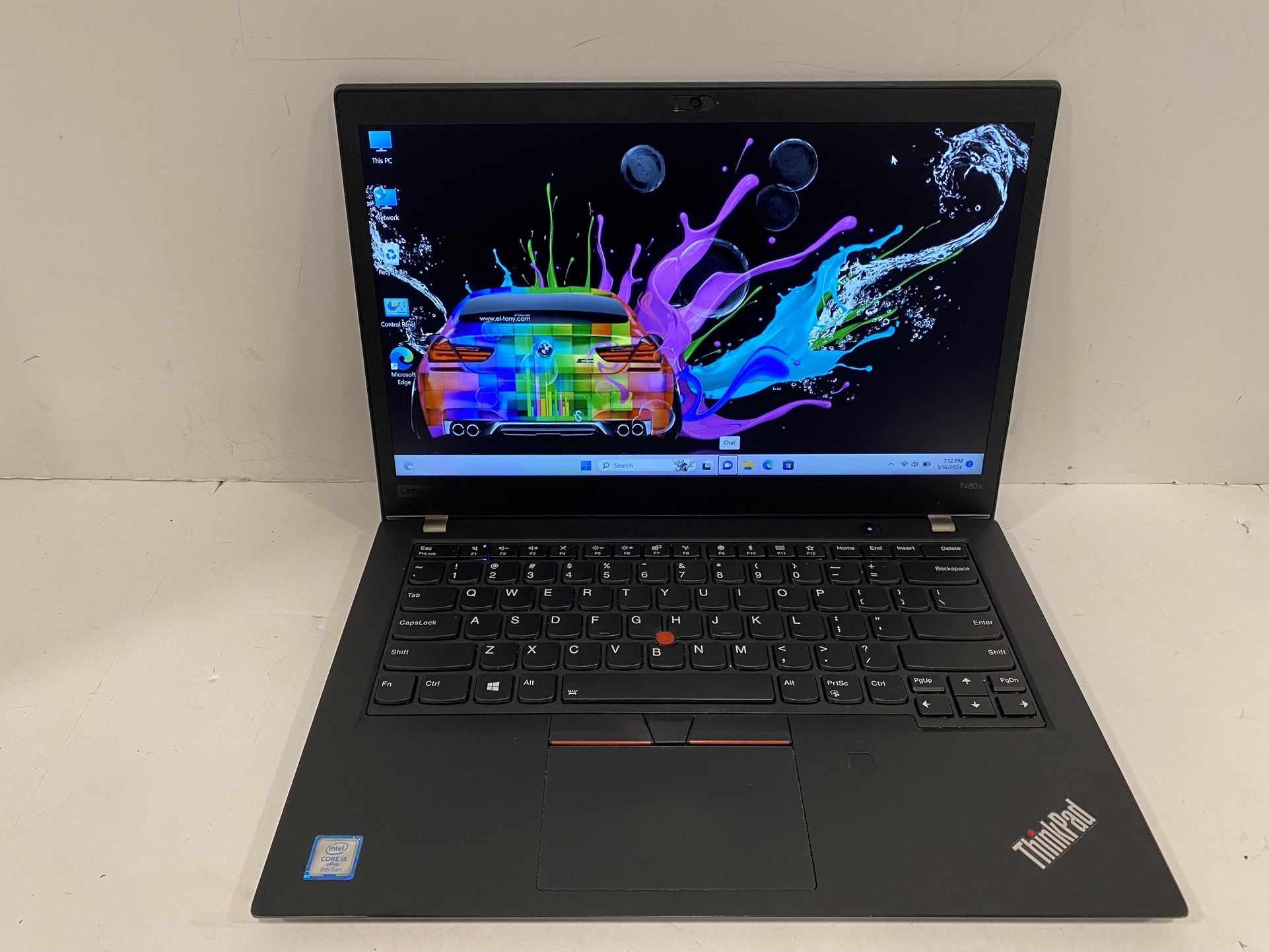 Lenovo T480s, 8th Gen Intel Core i5, 12 GB RAM, 250 GB m-2 SSD, Wireless Wifi, Webcam, HDMI, USB-C , SD Card, Windows 11, Office 2019 AC Adapter Incl