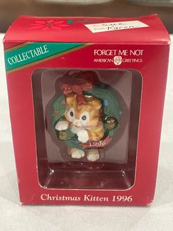 1996 Christmas Kitten ornament in its original American Greetings box.